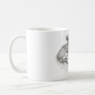 Taza De Café Un ángel dormido, diseño blanco y negro