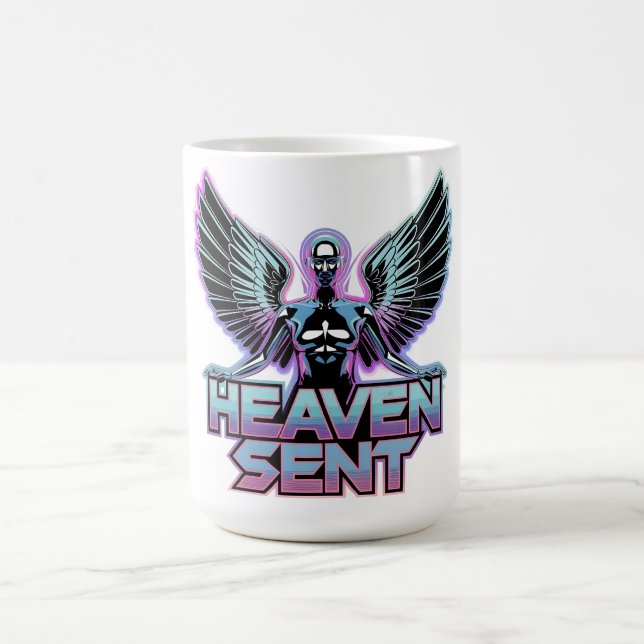 Taza De Café Un ángel metálico brillante con alas, diseño Y2K (Centro)