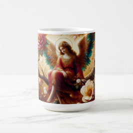 Taza De Café Un ángel pacífico sentado en una rama en un hermos