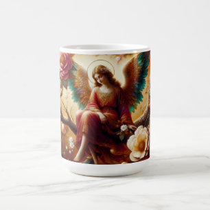Taza De Café Un ángel pacífico sentado en una rama en un hermos