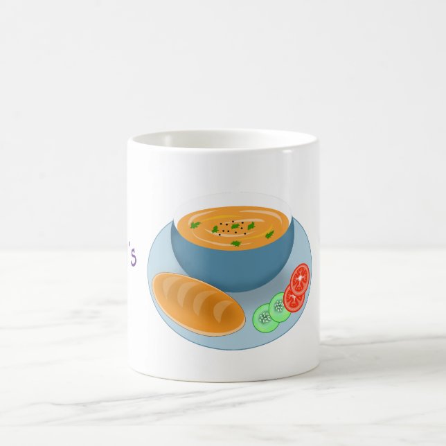 Taza De Café Un bol de sopa de cena con pan (Centro)