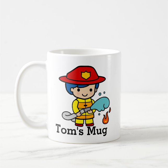 Taza De Café Un bombero con fuego. (Izquierda)