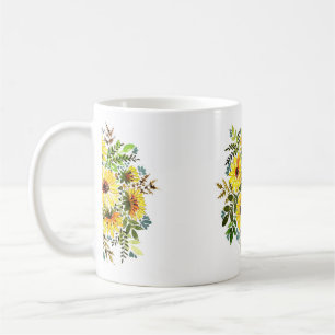 Taza De Café Un bonito ramo de acuarela, un bonito flujo amaril