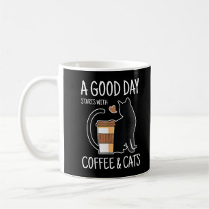Taza De Café Un Buen Día Comienza Con Café Y Gatos Divertido Li