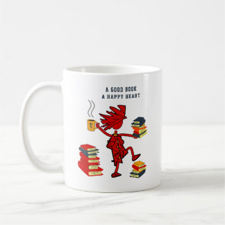 Taza De Café Un Buen Libro: Un Corazón Feliz En Colores Caídos