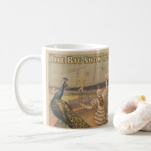 Taza De Café Un Cebú Y Un Pavo Real Con Entrenador De Payasos