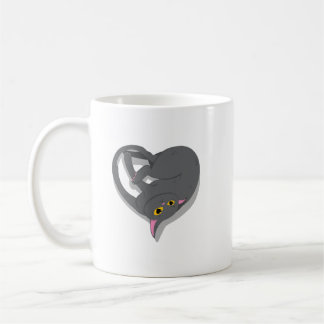 Taza De Café Un chat en forme de coeur.