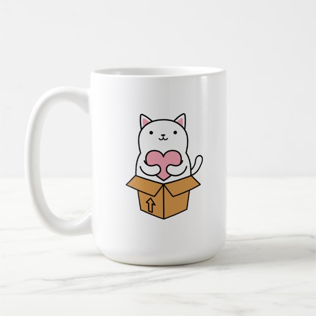 Taza De Café Un chat qui porte un coeur. (Izquierda)
