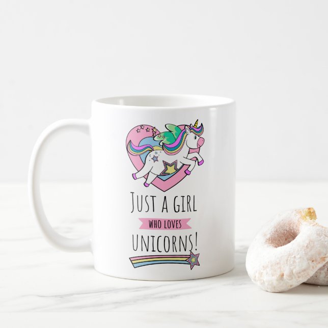 Taza De Café ¡Un Chica Que Ama A Las Unicornios! (Con donut)