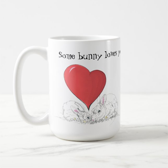 Taza De Café Un conejito te ama Big Red Heart café mug (Izquierda)