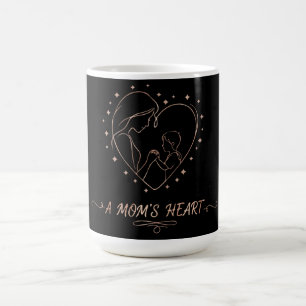 Taza De Café Un Corazón de Mamá Elegante Madre y Niño en Oro
