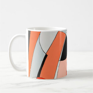 Taza De Café Un cuadro abstracto de negro curvo, blanco y rojo