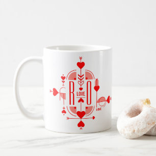 Taza De Café Un diseño de monograma inicial moderno y romántico