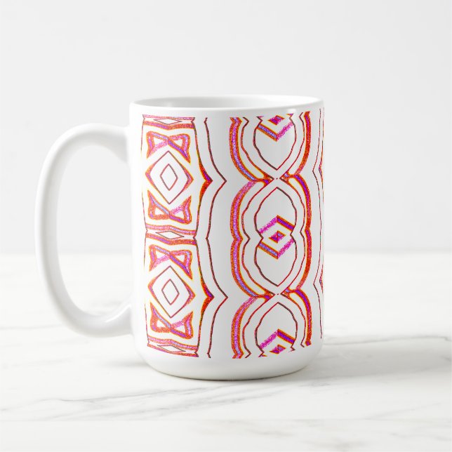 Taza De Café Un diseño de patrones rojos y blancos impecables (Izquierda)