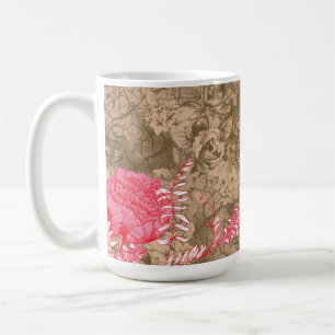 Taza De Café Un diseño floral con peonías rosadas vibrantes en