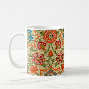 Taza De Café Un diseño floral por espejo se repite. Naranja y v