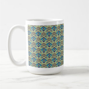 Taza De Café Un diseño textil simétrico con azul y/o