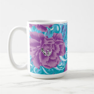 Taza De Café Un diseño textil vibrante con púrpura y turq