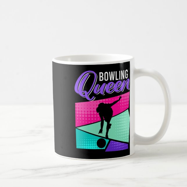Taza De Café Un divertido boliche que dice Bowling a la Reina M (Derecha)