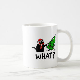 Taza De Café Un dulce árbol de Navidad travieso gato negro qué