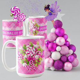 Taza De Café Un dulce Navidad rosado y morado de cabaña
