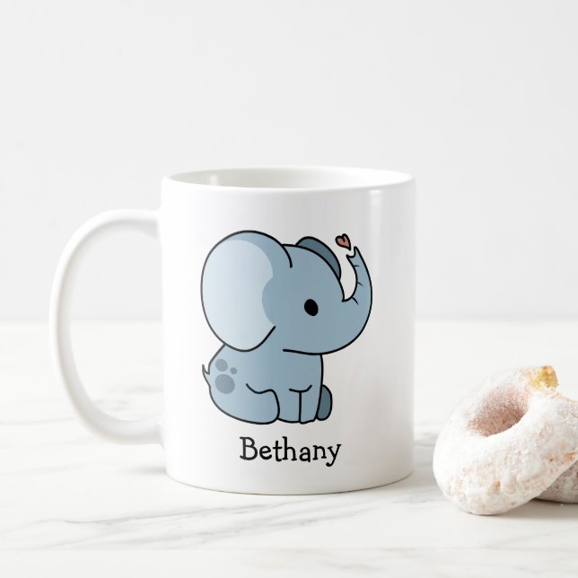 Taza De Café Un elefante caprichoso Personalizado (Con donut)