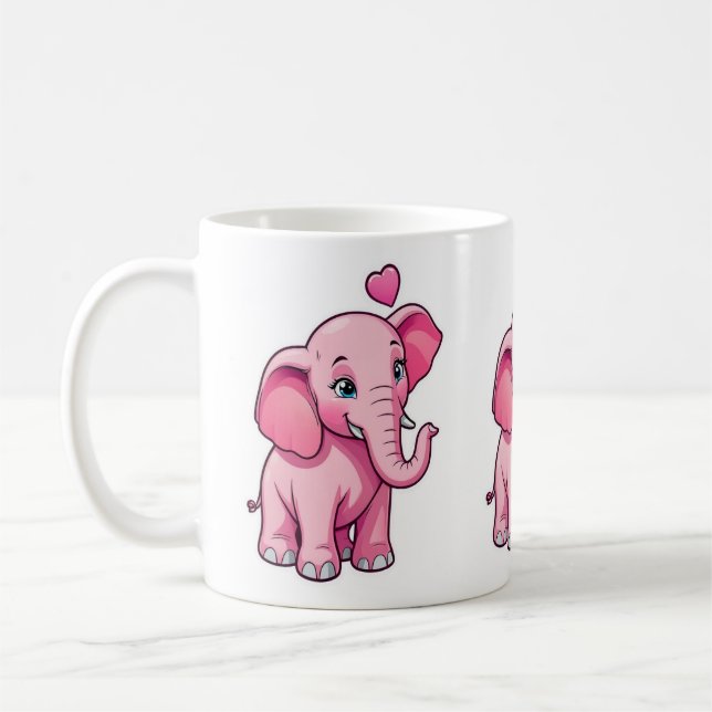 Taza De Café Un elefante pequeño y rosado con amor (Izquierda)
