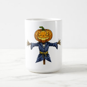 Taza De Café Un espantapájaros espeluznante de Halloween con un