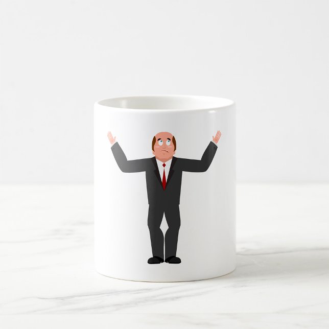 Taza De Café Un extraño empresario calvo que se encoge de hombr (Subido por el creador)