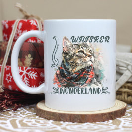 Taza De Café Un felino acogedor con una bufanda colorida, soñan