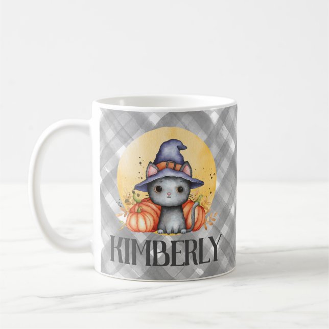 Taza De Café Un felino negro feliz Halloween (Izquierda)