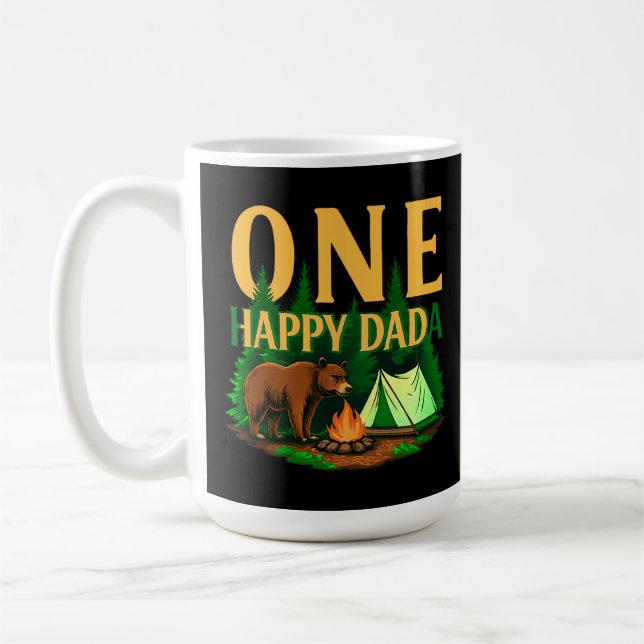 Taza De Café Un feliz Dada Primer Oso de Cumpleaños Camping Fun (Izquierda)