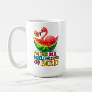 Taza De Café Un flamenco en una sandía - Ave tropical divertida