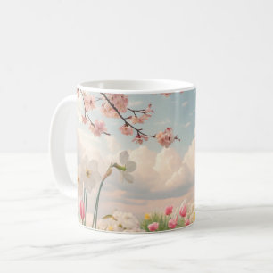 Taza De Café Un fondo floral de primavera