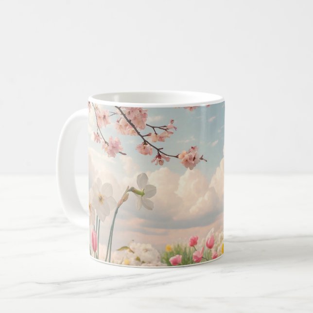 Taza De Café Un fondo floral de primavera (Anverso izquierdo)
