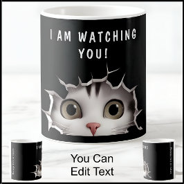 Taza De Café Un gatito guapo que mira tu divertida Novedad negr