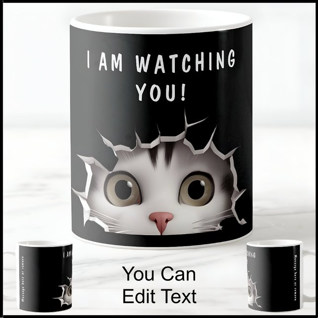Taza De Café Un gatito guapo que mira tu divertida Novedad negr (Subido por el creador)