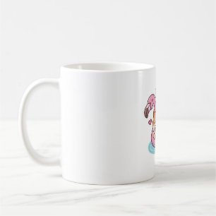 Taza De Café Un Gato Aburrido En El Piscina De Flamingo Float P