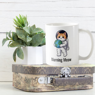 Taza De Café Un gato astronauta, una madre ama, Personalizado a