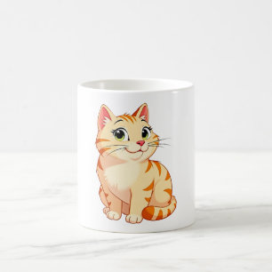 Taza De Café un gato atigrado naranja de dibujos animados