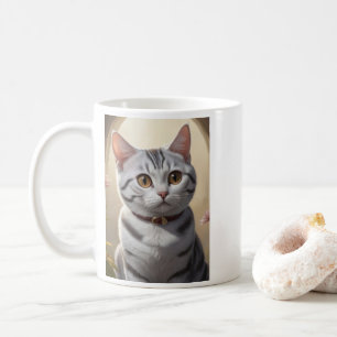 Taza De Café Un gato corto estadounidense de pelo corto con ojo