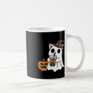 Taza De Café Un Gato De Halloween Con Vestido De Fantasma Beber