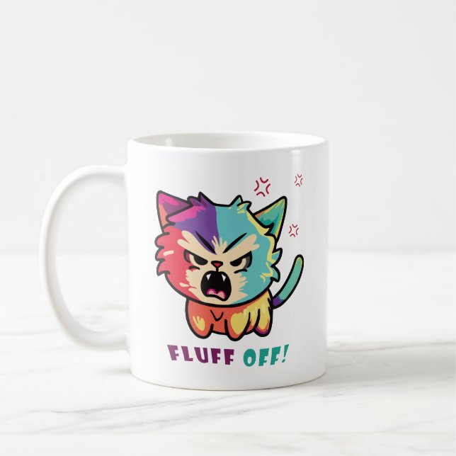 Taza De Café Un gato enfurecido que silba Fluff Off. (Izquierda)