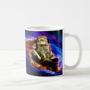 Taza De Café Un gato espacial tirado en una pizza