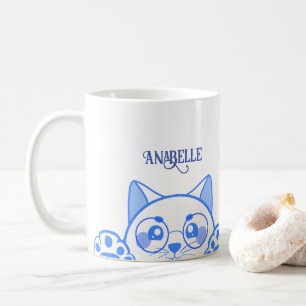 Taza De Café Un Gato Feliz Con Gafas Redondas