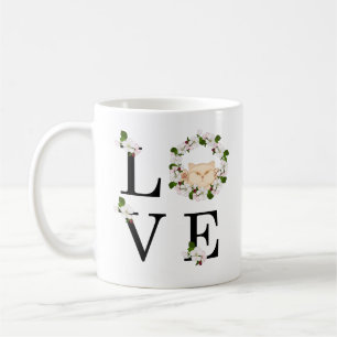 Taza De Café Un gato lindo con flores de manzana. Amor
