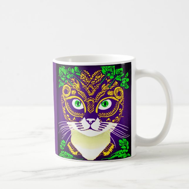 Taza De Café Un gato lindo con una máscara de gas mardi (Derecha)
