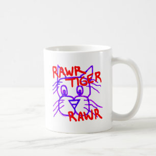 Taza De Café Un gato lindo del dibujo animado de Rawr del tigre