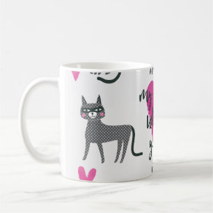 Taza De Café Un gato lindo: ilustracion con letras de amor.