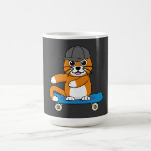Taza De Café Un gato Naranja lindo en un Personalizado de skate